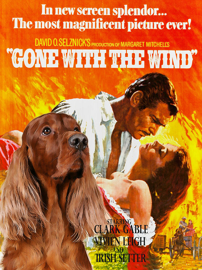 Irish Setter Art Canvas Print - Gone to the Wind Movie Poster Painting by Sandra Sij