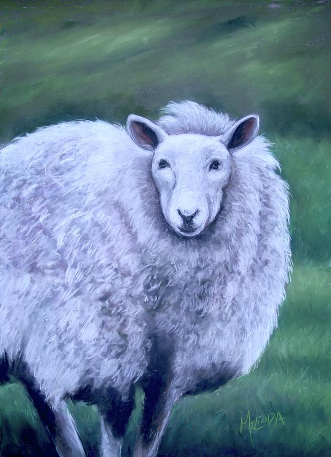 Irish sheep portrait Painting by Melinda Saminski