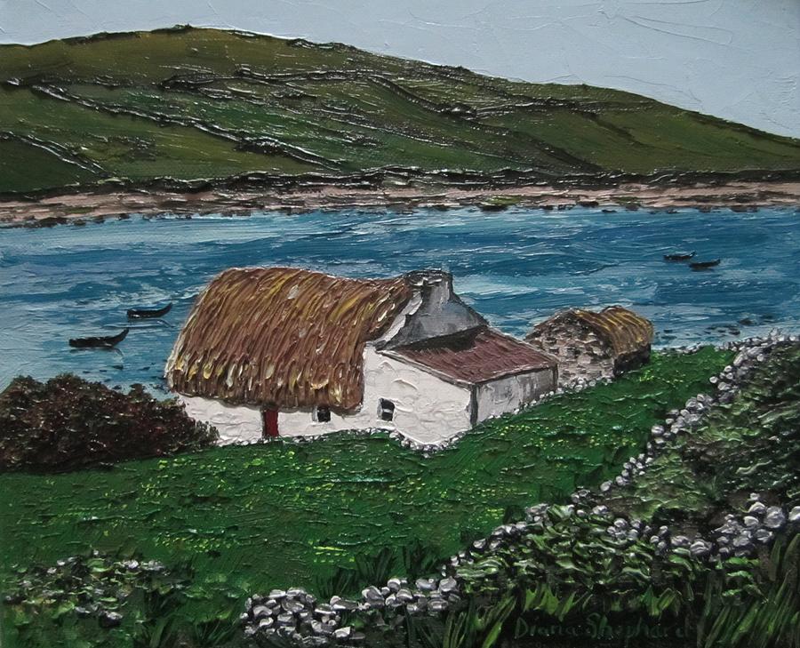 Cottage Painting - Irish Thatch Cottage Connemara Ireland by Diana Shephard