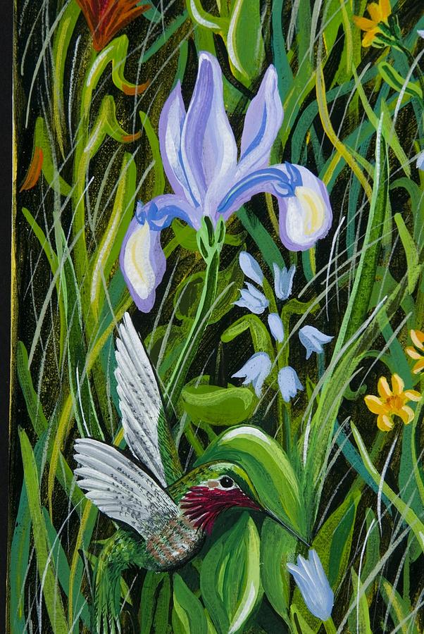Iris Painting - Iriss Hummingbird by Jennifer Lake