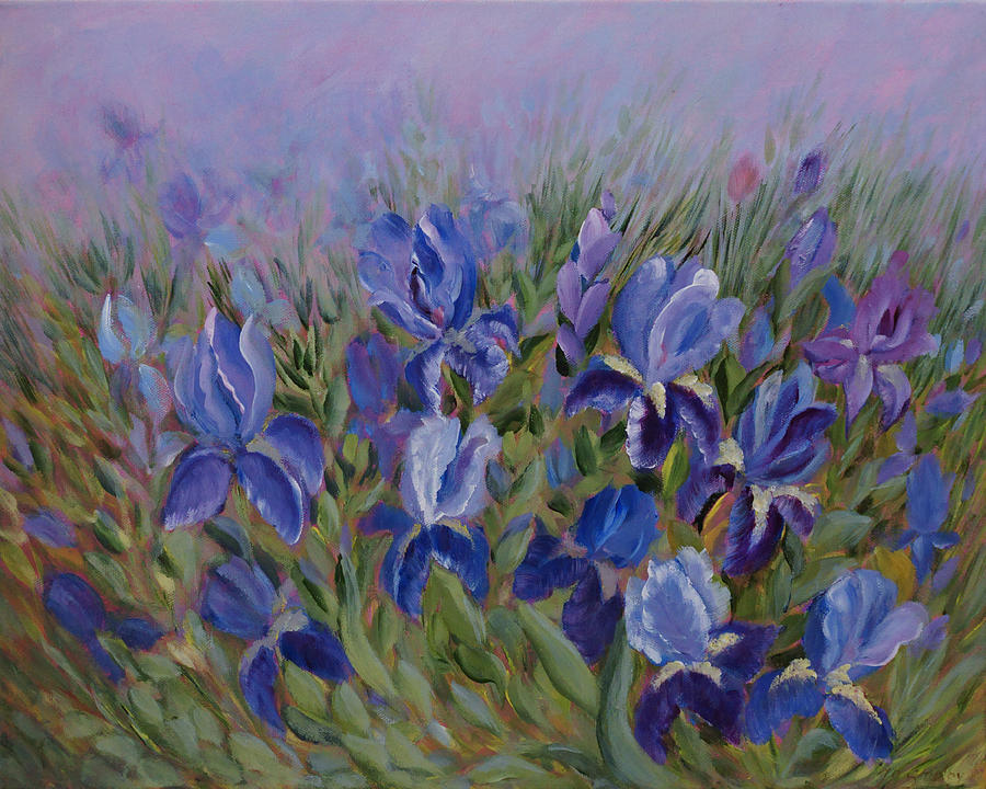 Irises Painting by Jo Smoley