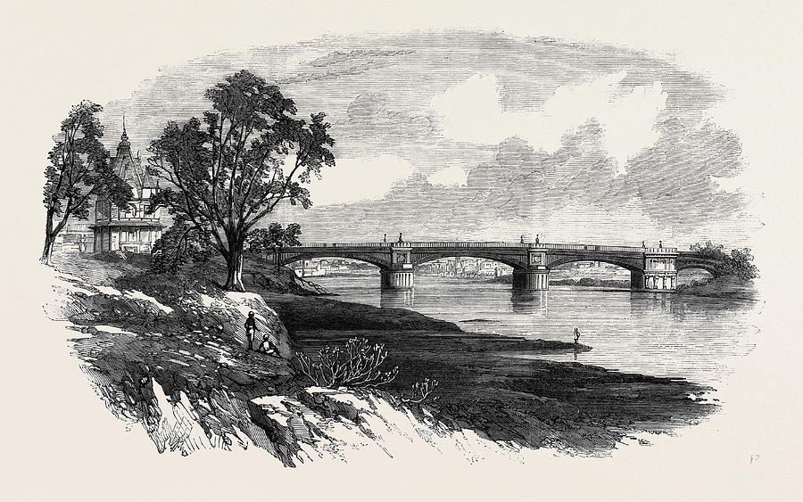 Iron Bridge Across The Goomtee At Lucknow Taken Drawing by English School