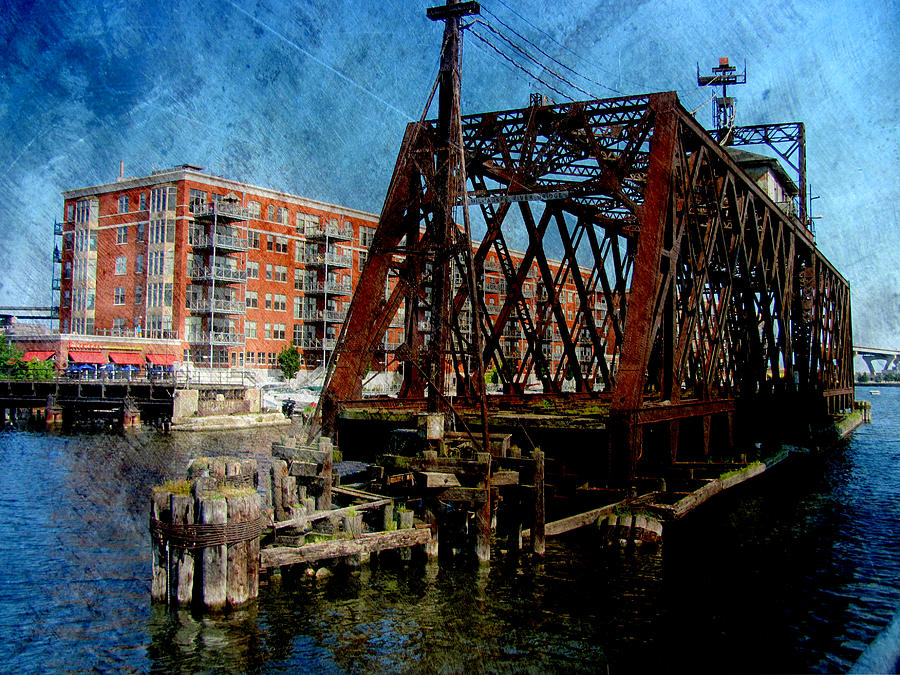 Iron Bridge Side w metal Digital Art by Anita Burgermeister