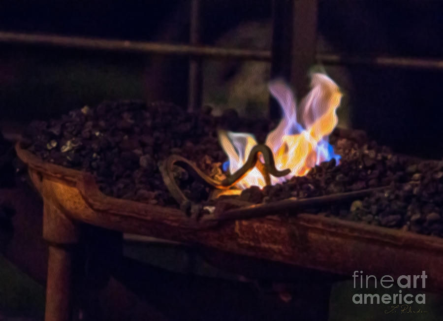 Fire Photograph - Iron in fire Oiltreatment by Iris Richardson