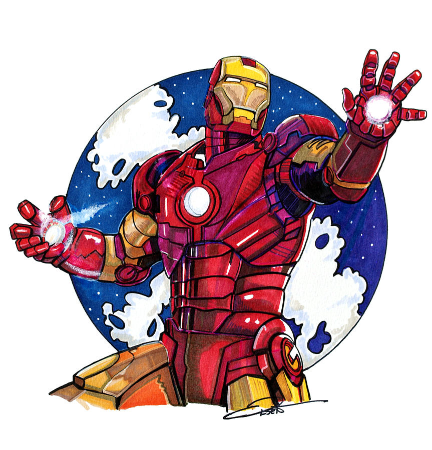 Iron Man Drawing by Dave Olsen
