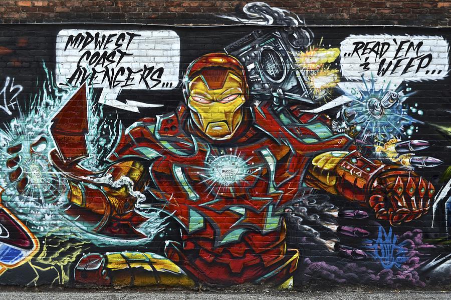 Avengers Photograph - Iron Man Graffiti by Frozen in Time Fine Art Photography