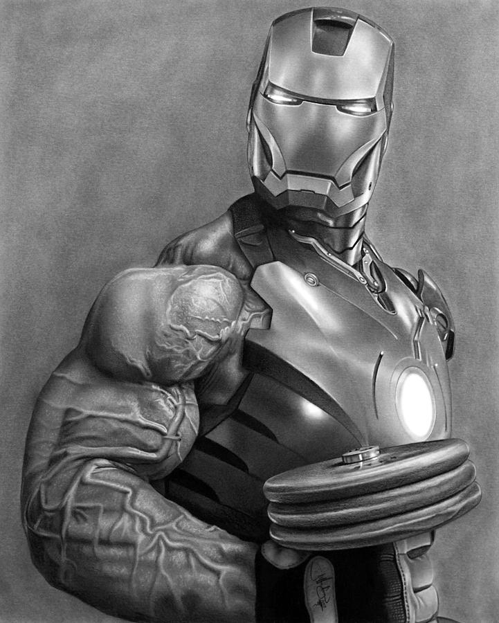 Iron Man Workout drawing Drawing by John Harding