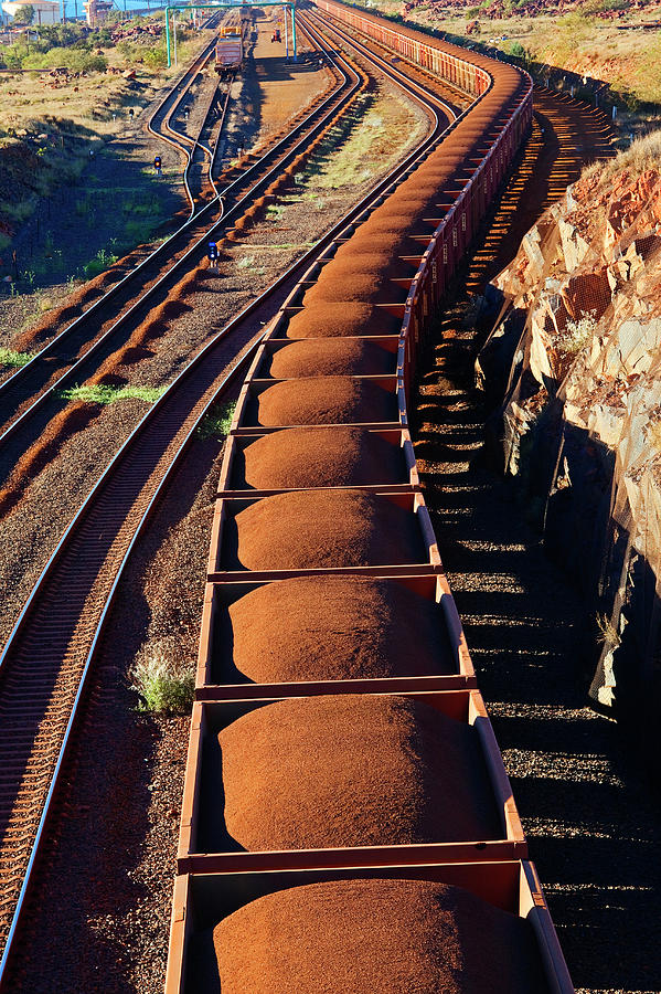 Iron Ore Train, Newman, Pilbara Photograph by John W Banagan