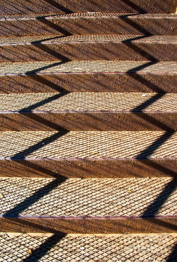 Iron Stairway Sunlight Patterns Photograph by Gary Whitton
