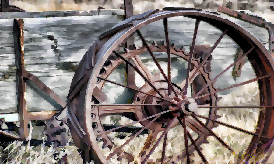 Iron Wheels In Wyoming  Photograph by Cathy Anderson