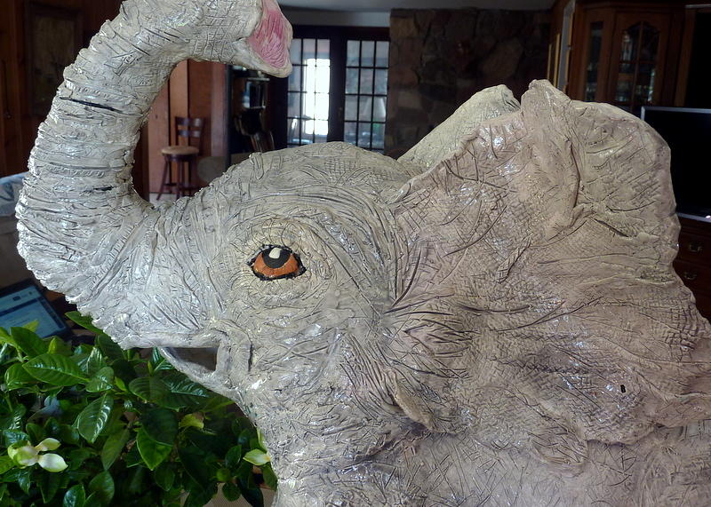 Baby Elephant Sculpture - Is there an elephant in the room? by Debbie Limoli