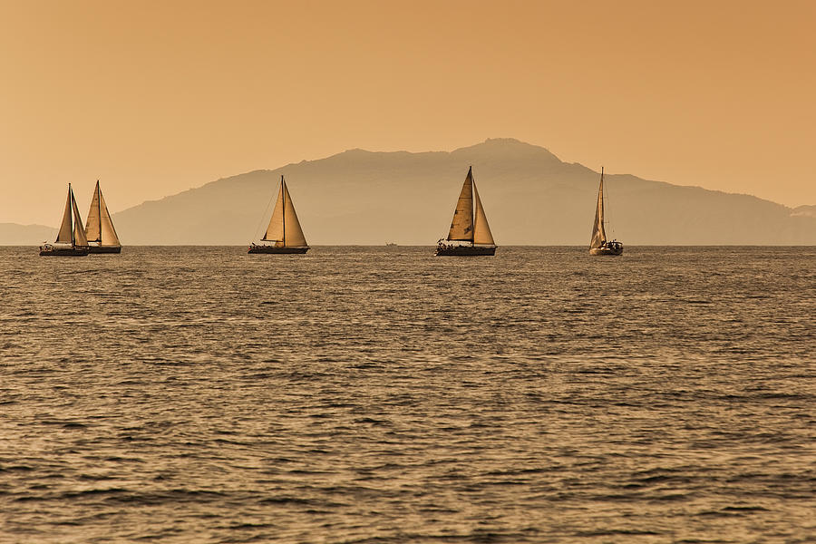 Ischia Island And Yachts Sailing On Bay Photograph by Richard Ianson