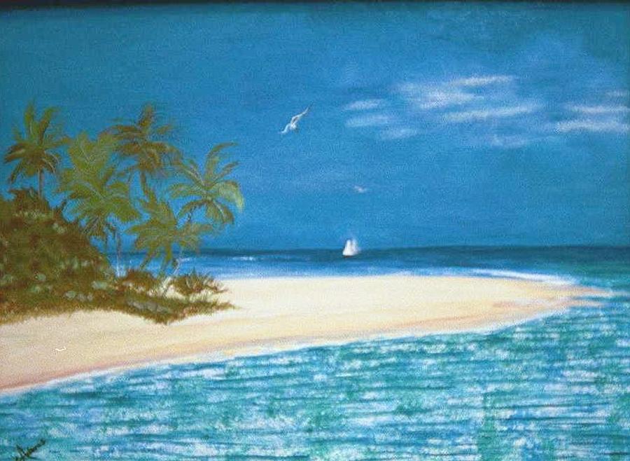 Island Beach Painting by Linda Cabrera