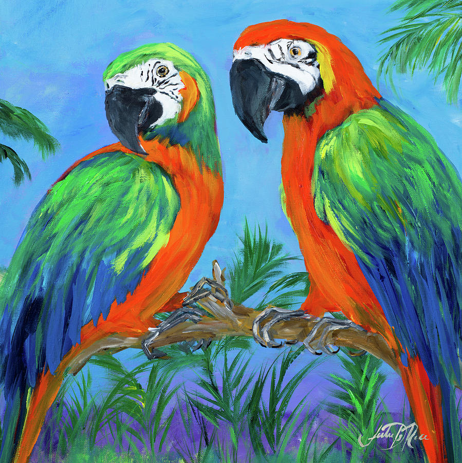 Bird Painting - Island Birds Square I by Julie Derice