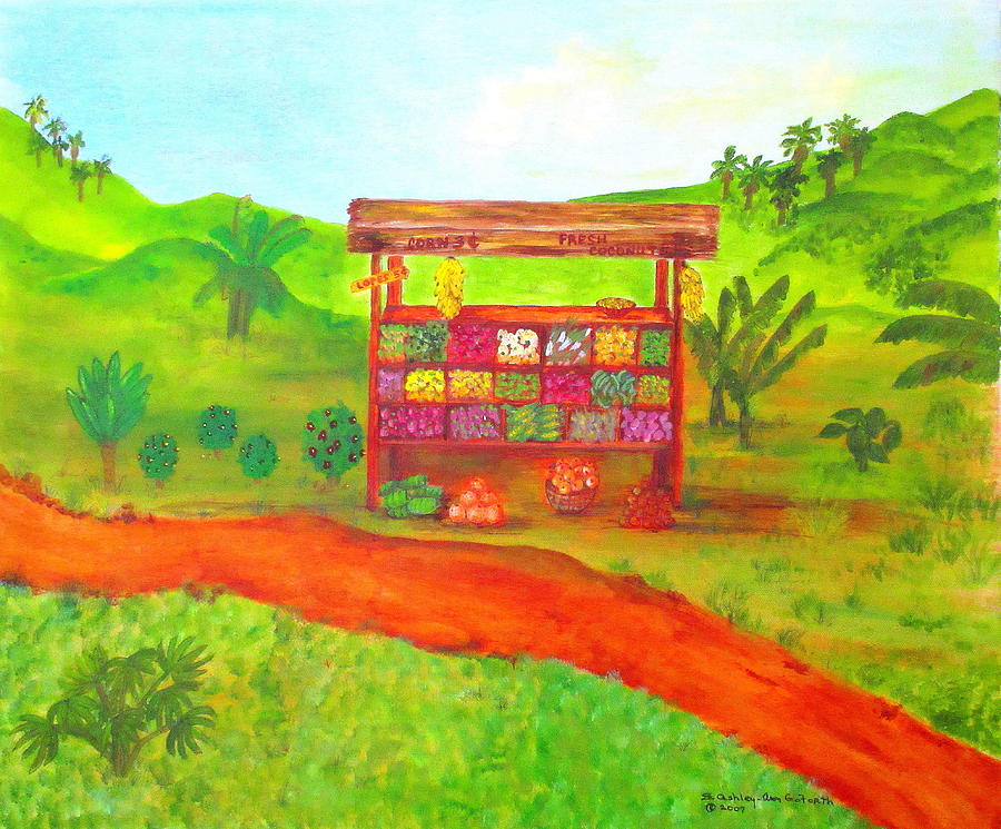 Island Fruit Stand Painting by Ashley Goforth