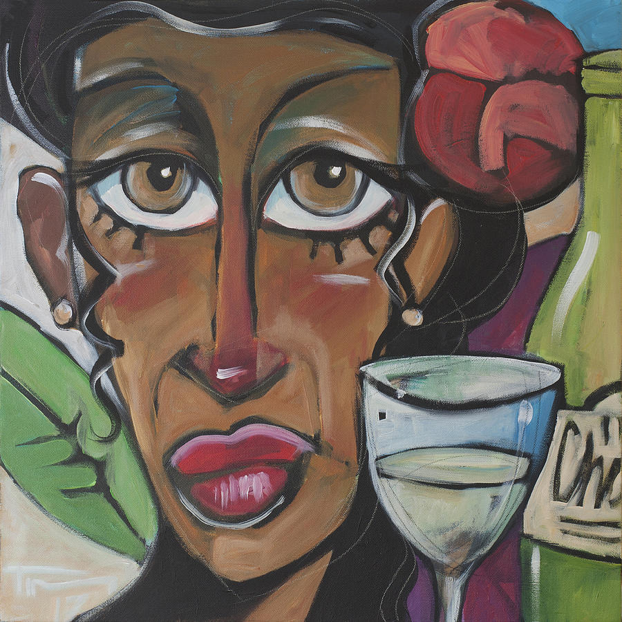 Island Girl with Wine Painting by Tim Nyberg