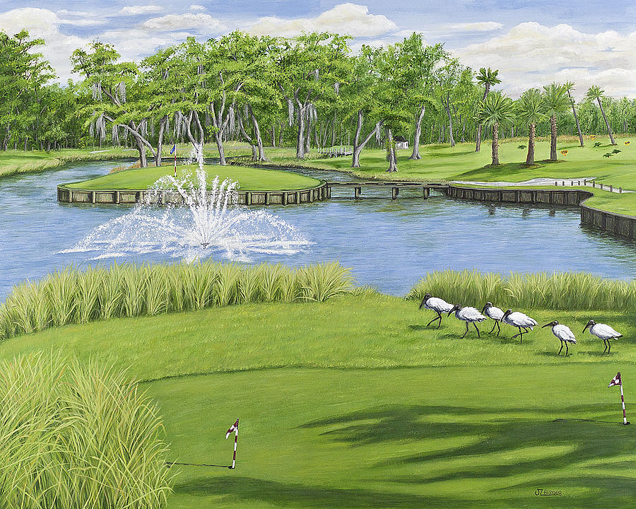 Golf Painting - Island Green by Jim Ziemer
