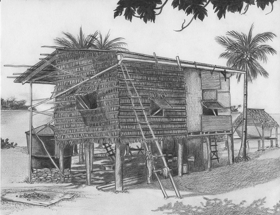 House Drawing - Island House 2 by Lew Davis