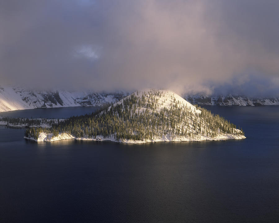 Crater Lake National Park Photograph - Island In A Lake, Wizard Island, Crater by Panoramic Images