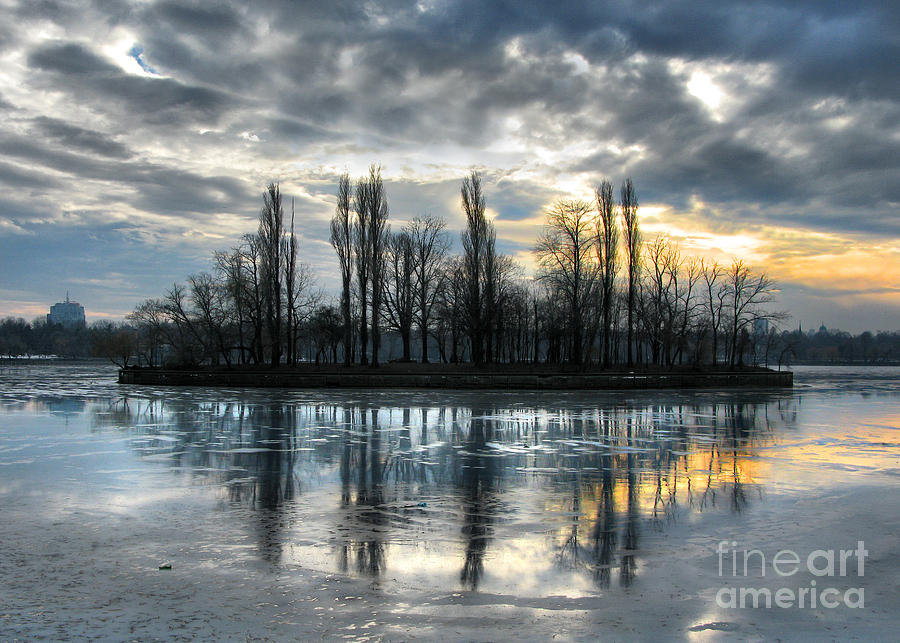 Island in Winter - Reflection Photograph by Daliana Pacuraru