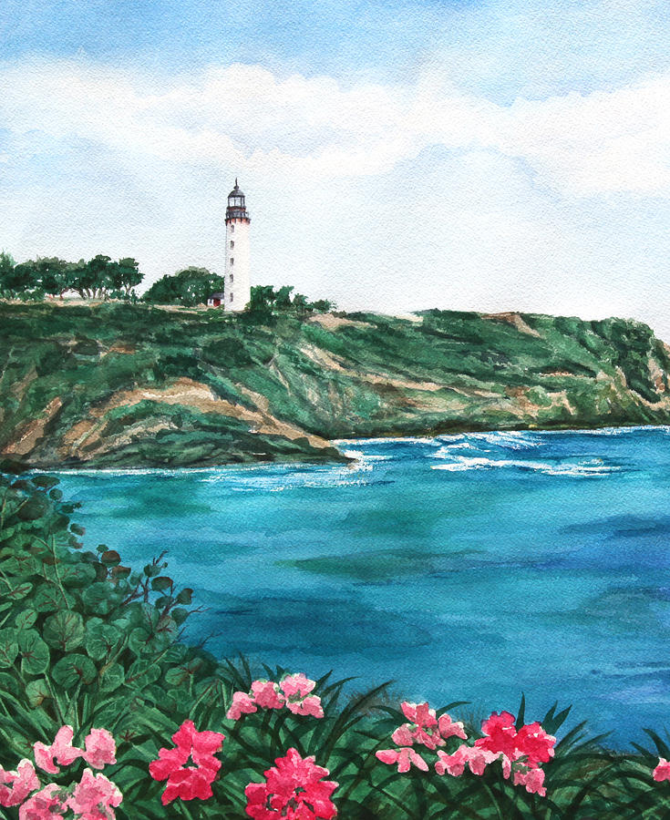 Island Light Watercolor Painting by Michelle Constantine