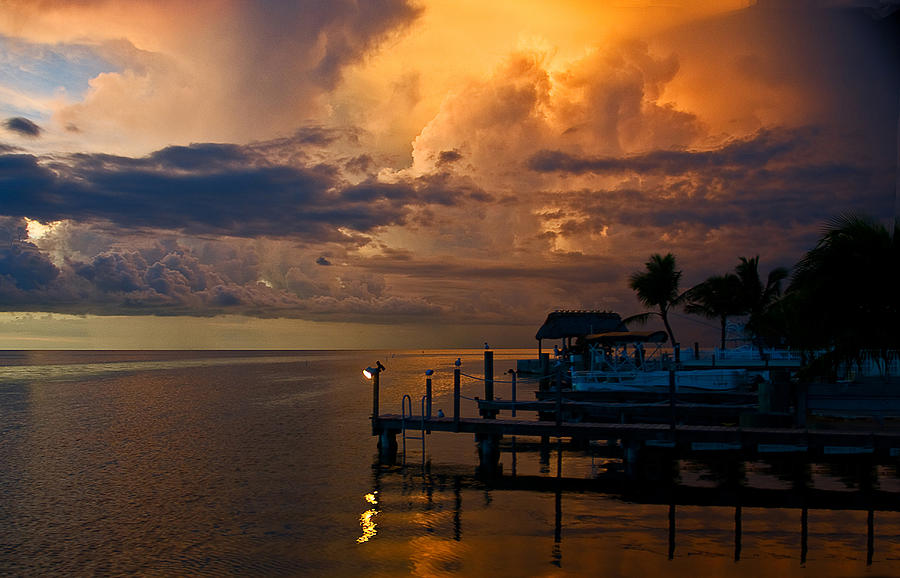 Tropical Island Storm Over Florida Keys Docks Photograph by Ginger Wakem