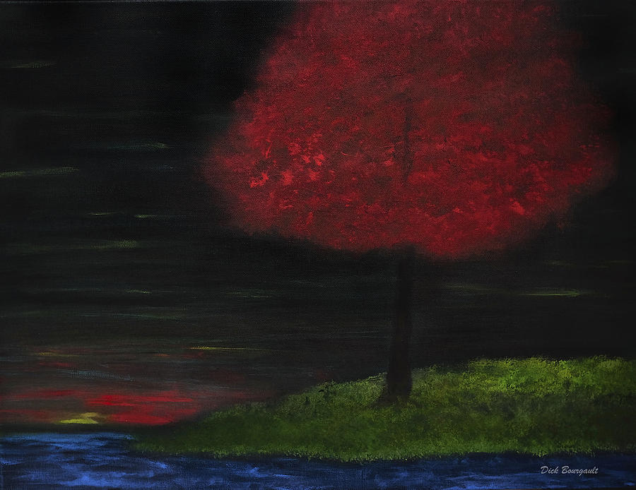 Island Tree Painting by Dick Bourgault