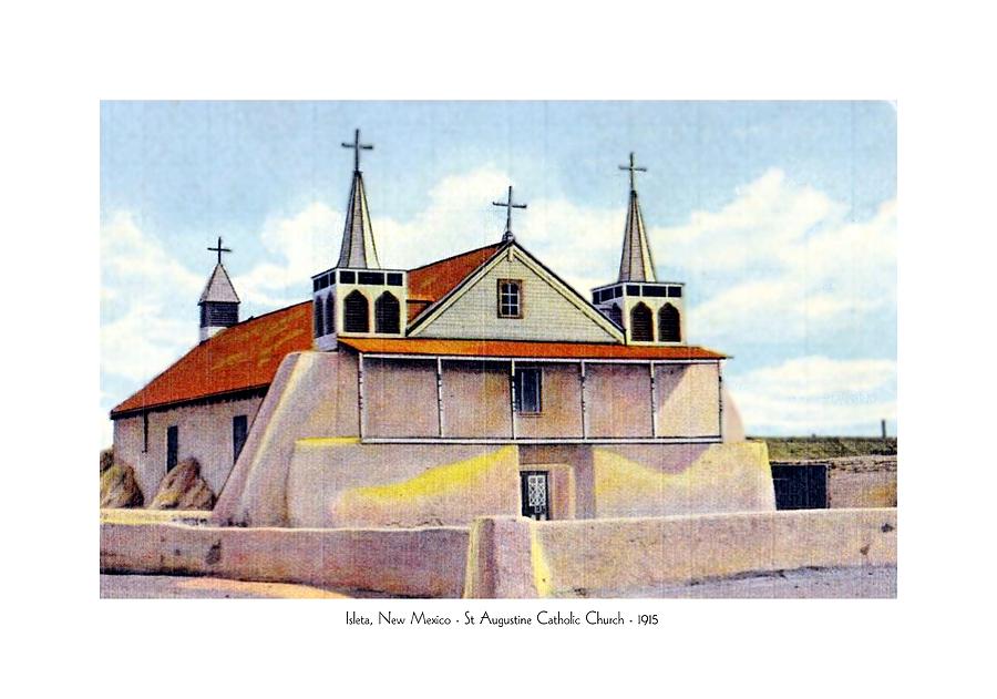 Isleta New Mexico - St Augustine Church - 1915 Digital Art by John Madison
