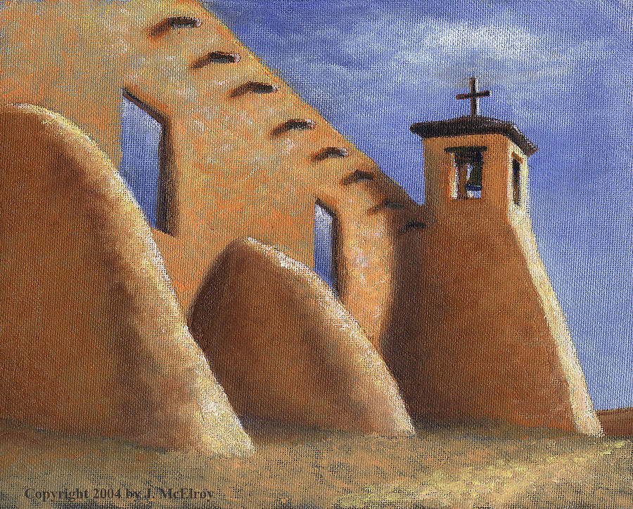 Isleta Pueblo Church Painting by Jerry McElroy