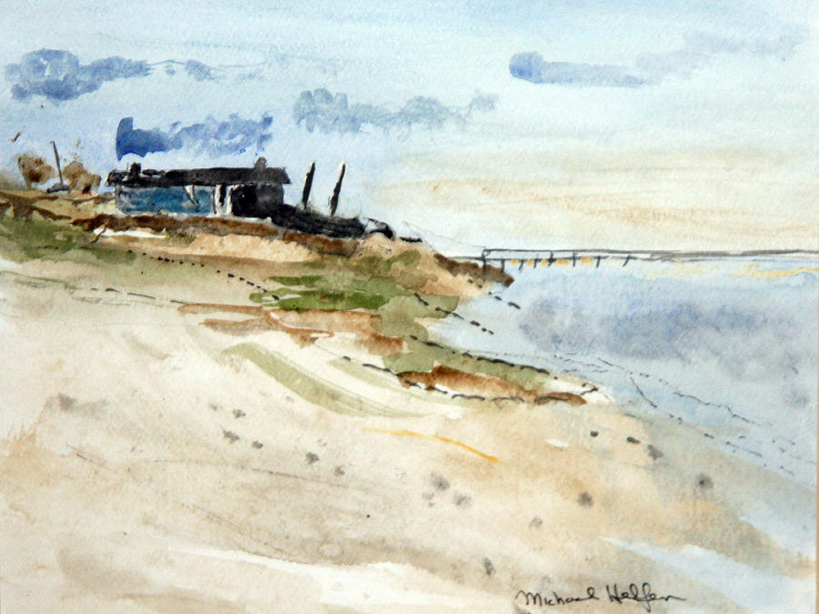 Nature Painting - Isolated Beach House by Michael Helfen