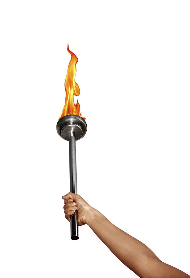 Isolated Holding Flaming Torch Over White Photograph by Imagedepotpro