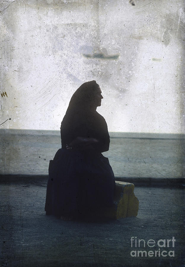Vintage Photograph - Isolated woman by Bernard Jaubert