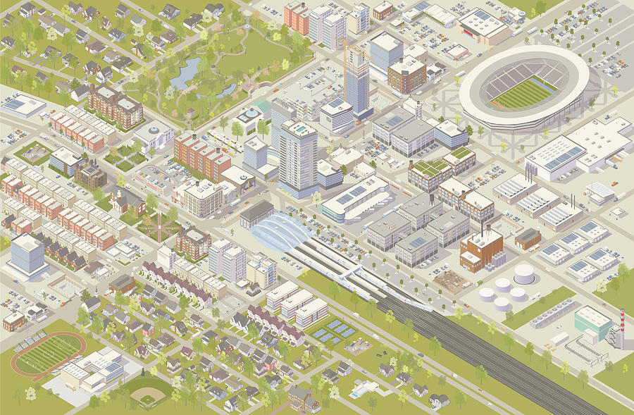 Isometric City Drawing by Mathisworks