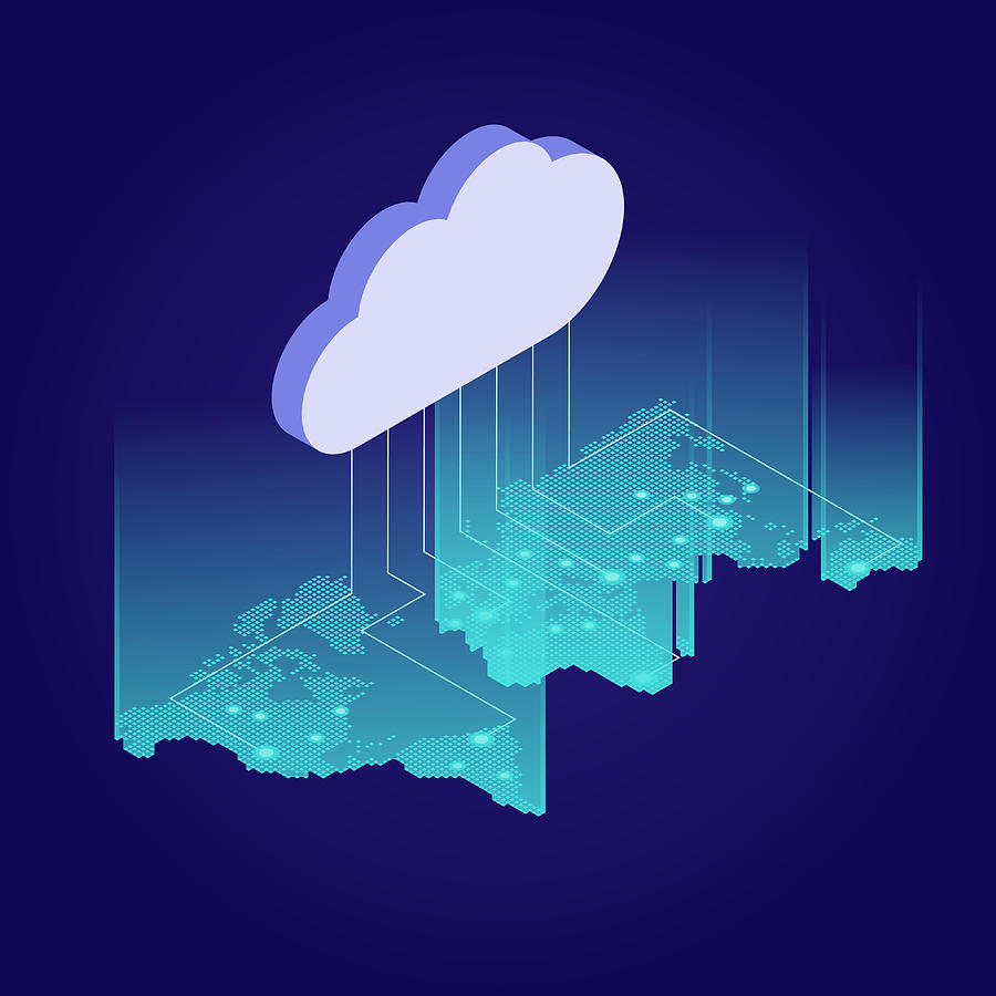Isometric web banners for cloud computing services and technology, data storage Drawing by OstapenkoOlena