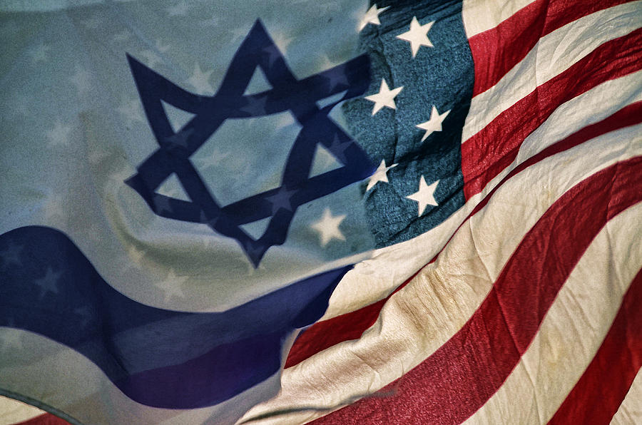 Israeli American Flags Photograph