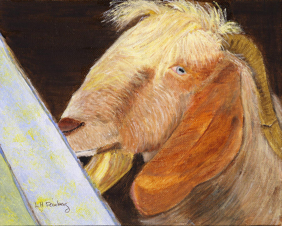Israeli Goat Painting by Linda Feinberg