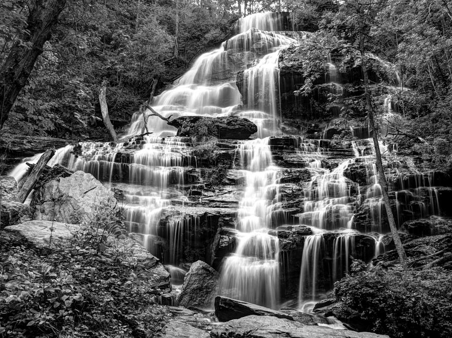 Issaqueena Falls-1-BW Photograph by Charles Hite