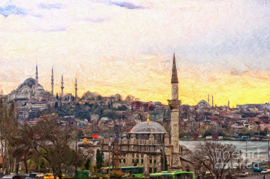 Istanbul Cityscape Digital Painting Painting
