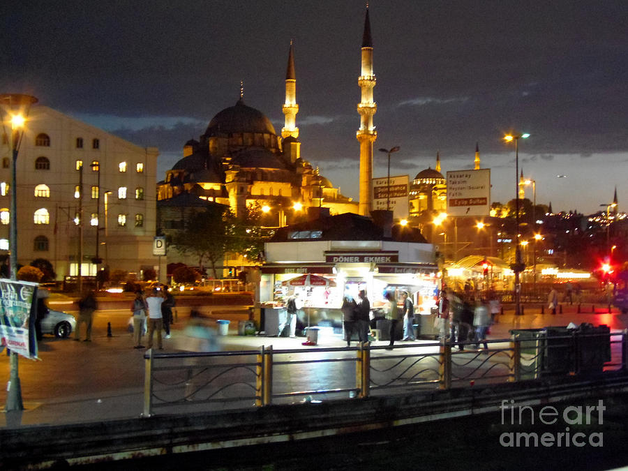 Istanbul Mosque at Night Photograph by Lou Ann Bagnall