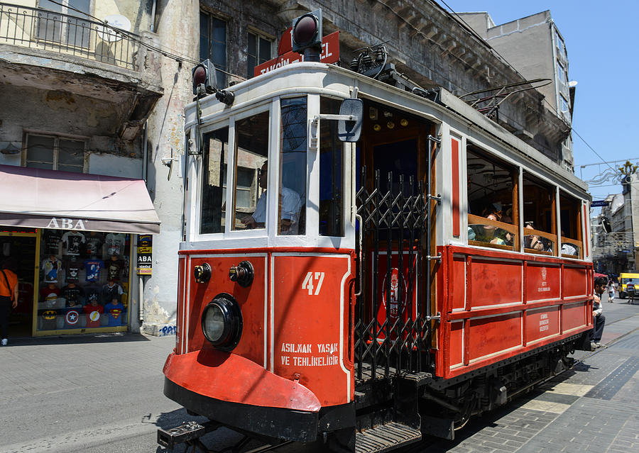 Istanbul Turkey Red Trolley Photograph by Brandon Bourdages