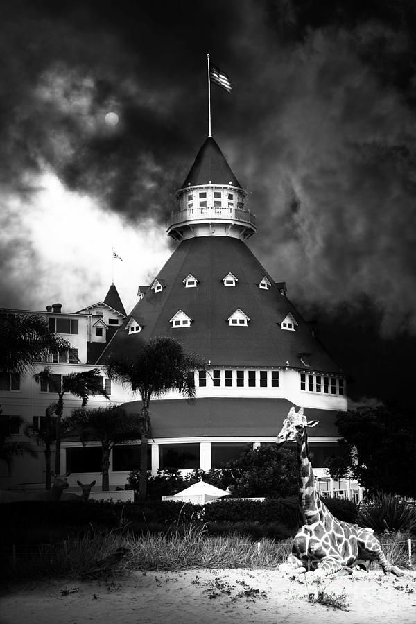 Surrealism Photograph - It Happened One Night At The Old Del Coronado Hotel 5D24270 black and white by Wingsdomain Art and Photography