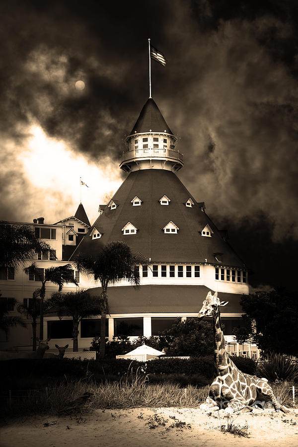 Surrealism Photograph - It Happened One Night At The Old Del Coronado Hotel 5D24270 sepia by Wingsdomain Art and Photography