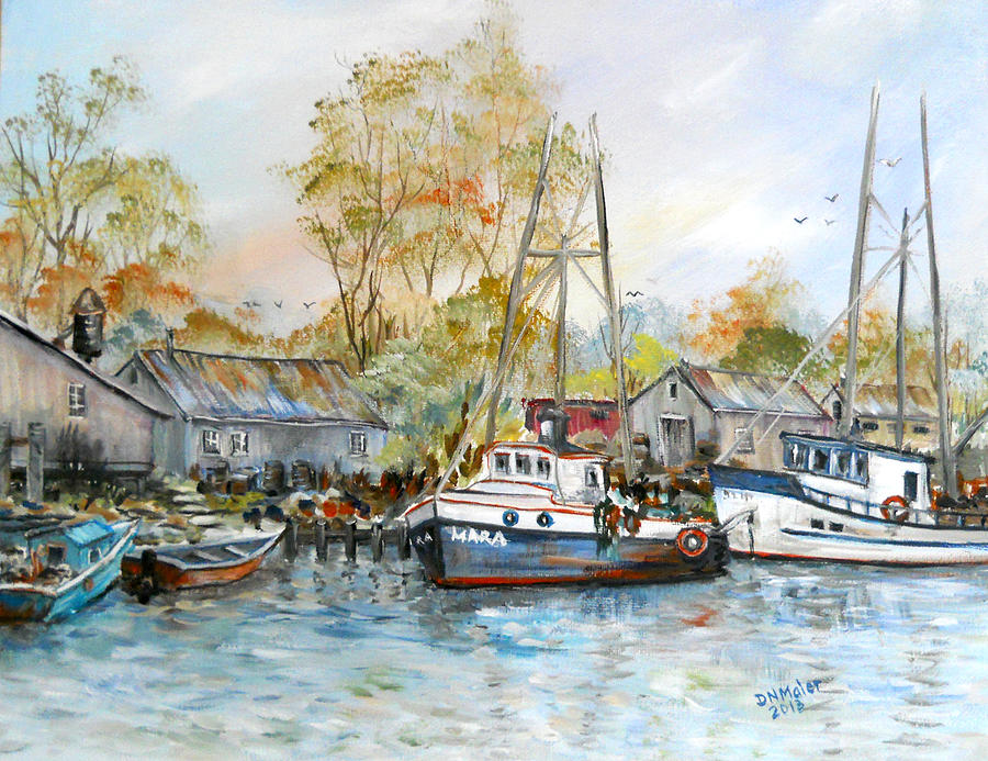 It is a busy day here at the marina Painting by Dorothy Maier