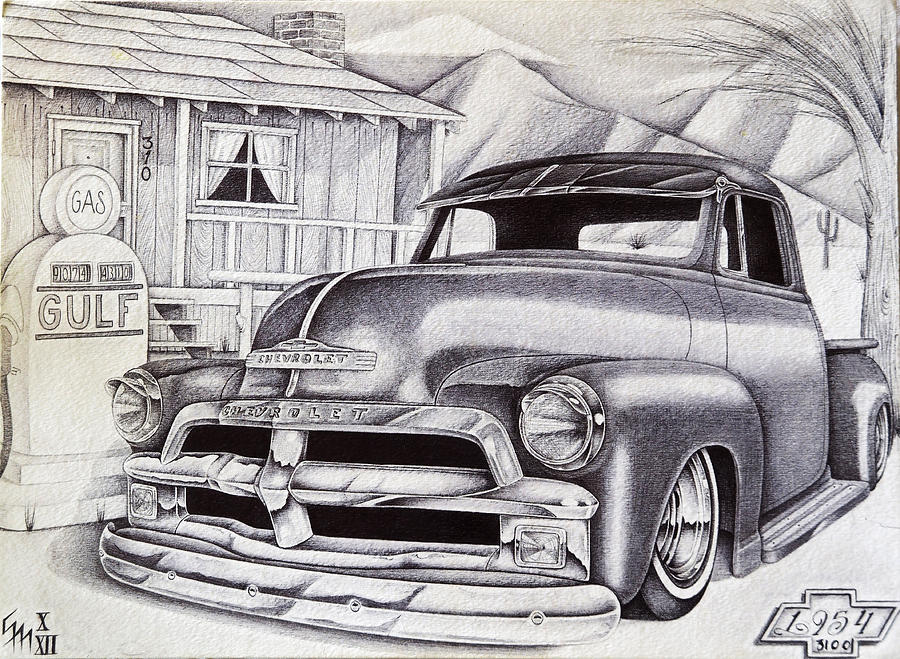 Truck Drawing - It Was 1954 by Omar Boke