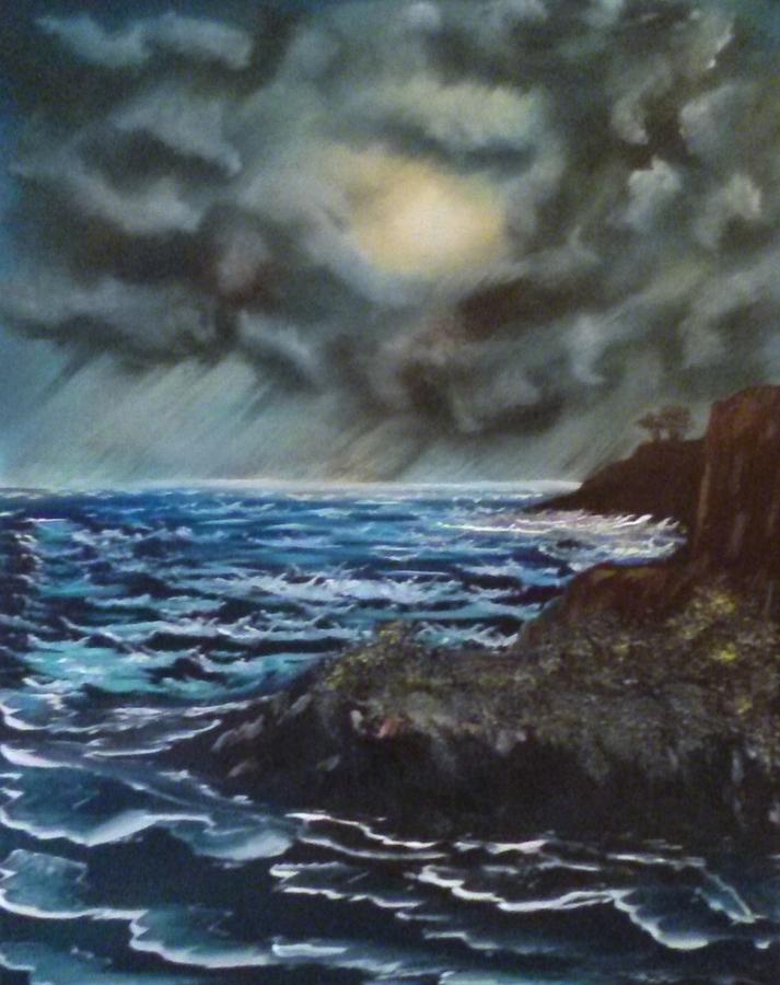Clouds Painting - It Was A Dark and Stormy Night by Lee Bowman