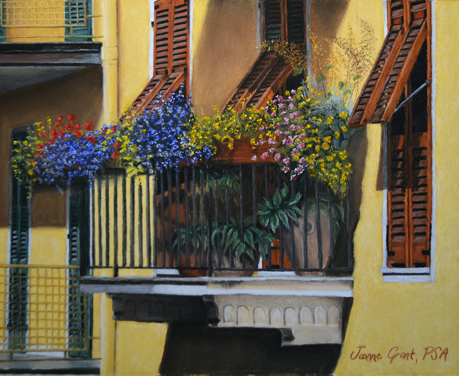 Italian Balcony Painting by Joanne Grant