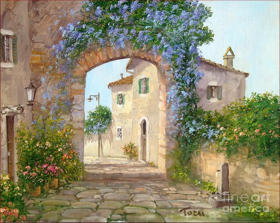 Italian Bloomed Alley Painting by Luciano Torsi