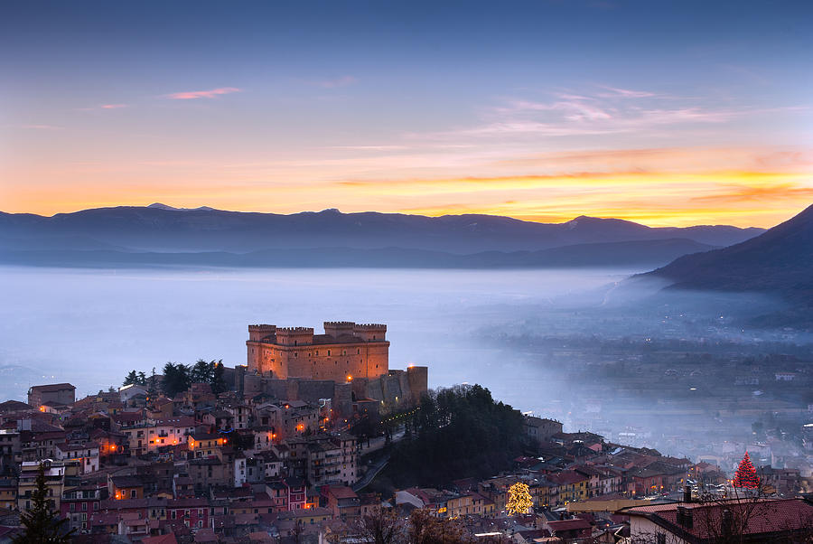 Castle Photograph - Italian Castle at sunset  by Luca Montanari