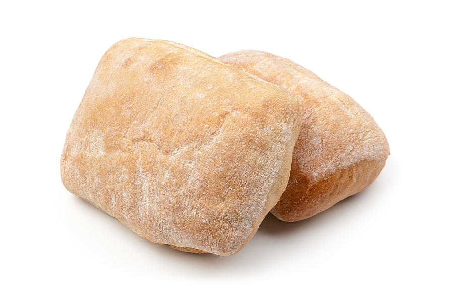 Italian ciabatta bread on white Photograph by 221a