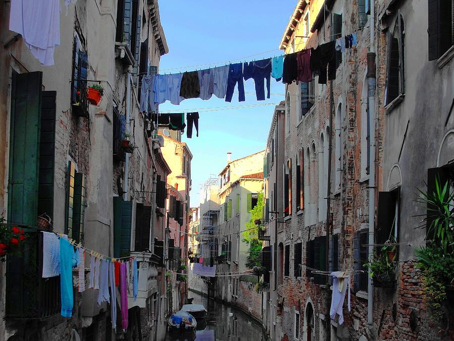 Venice Canal Photograph - Italian Clotheslines by Natalie Ortiz